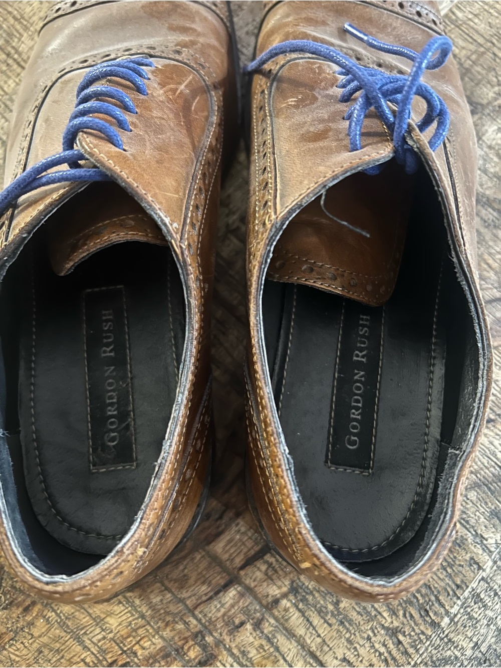 Gordon Rush Cap-Toe Brogue Oxford in Brown with Blue Laces - Size 8.5 - Picture 6 of 7